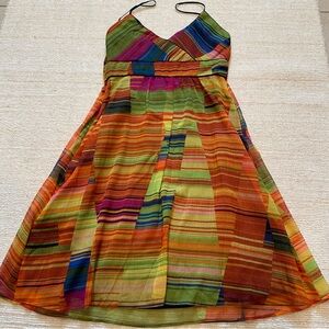 Vibrant Zara colorful mini dress w/ spaghetti straps and a flattering flowy fit